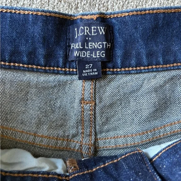J.Crew Full Length Wide-Leg Denim Jeans Size 27 Dark Wash Button Fly - Picture 9 of 12